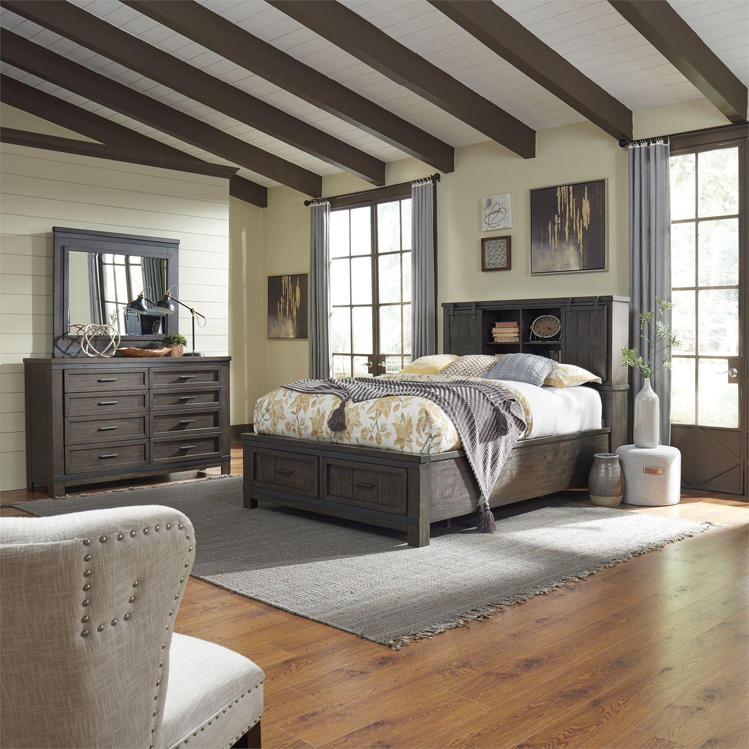 

    
Rustic Gray Queen Bookcase Bed Set 3Pcs Thornwood Hills 759-BR Liberty Furniture
