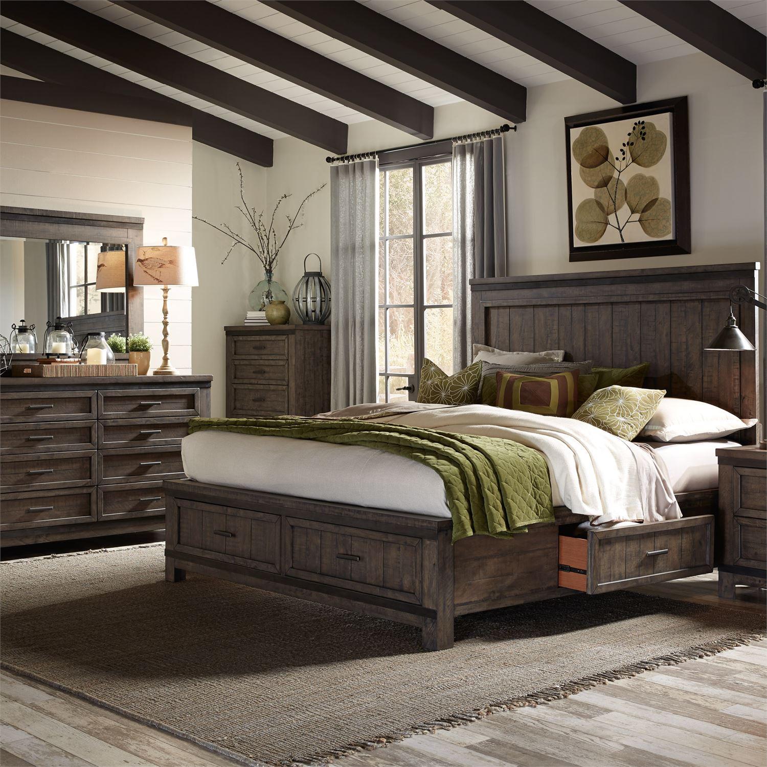 

    
Rustic Queen 2Storage Bed Set 4 w/Chest Thornwood Hills 759-BR Liberty Furniture
