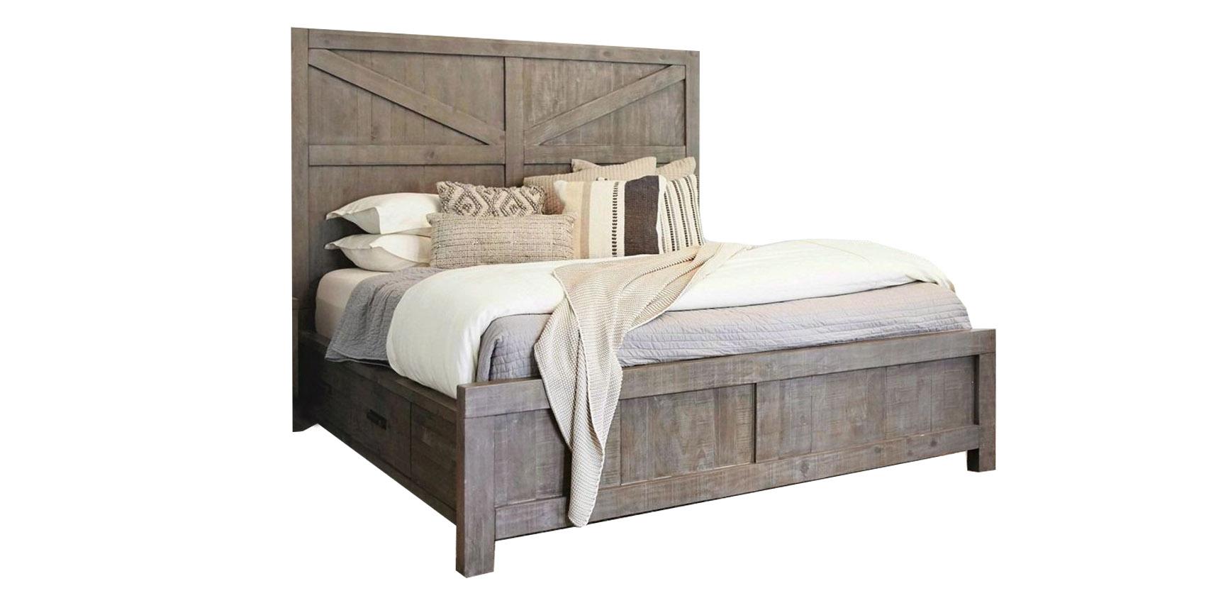 

    
Rustic Grey Finish Farmhouse Queen Bedroom Set 3Pcs TARYN by Modus Furniture
