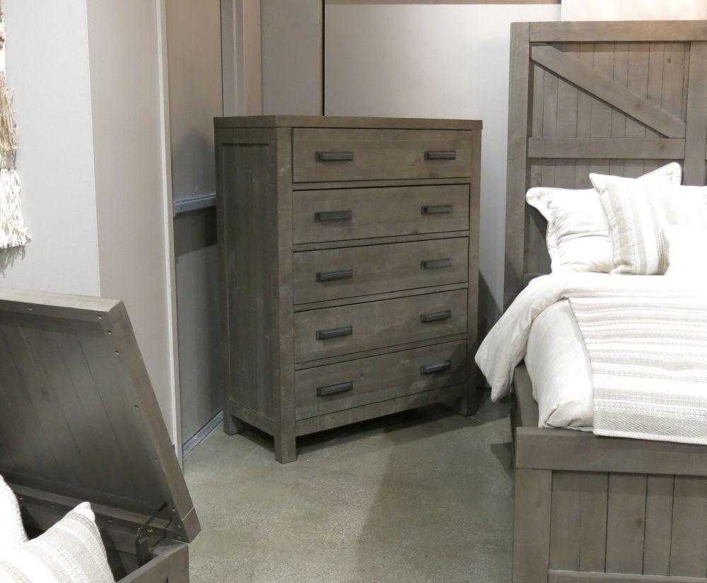 

                    
Buy Rustic Grey Finish Farmhouse King Bedroom Set 6Pcs TARYN by Modus Furniture
