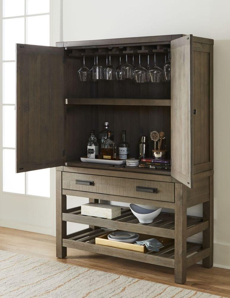 

    
Rustic Grey Finish Farmhouse Liquor Cabinet w/Stemware Storage TARYN by Modus Furniture
