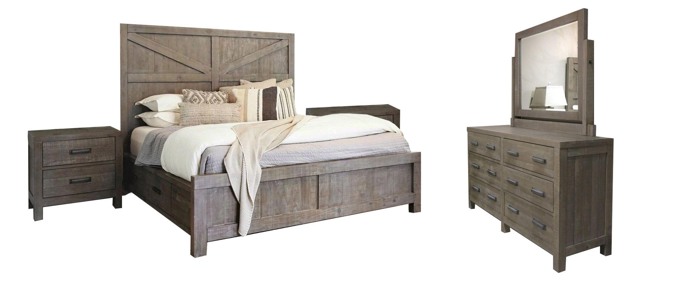 

    
Rustic Grey Finish Farmhouse Queen Bedroom Set 5Pcs TARYN by Modus Furniture
