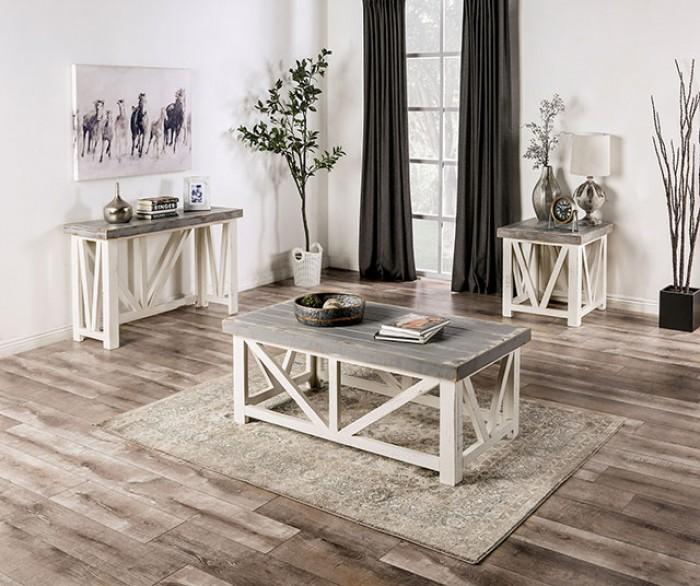 

    
Rustic Ivory & Gray Solid Wood Brazilian Pine Coffee Table Furniture of America EM4001IV-C Halton Hills

