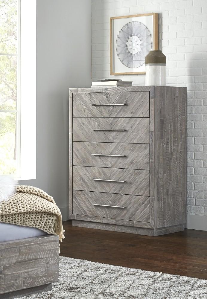 Contemporary, Rustic Chest ALEXANDRA 5RS384 in Latte 