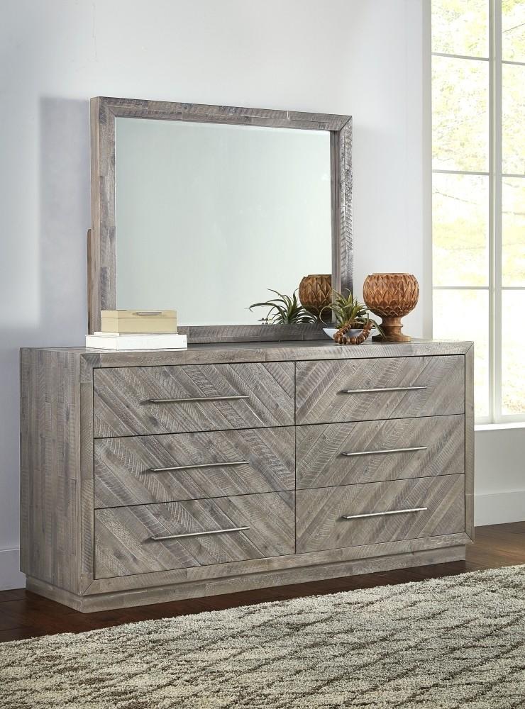 Contemporary, Rustic Dresser With Mirror ALEXANDRA 5RS382-DM-2PC in Latte 