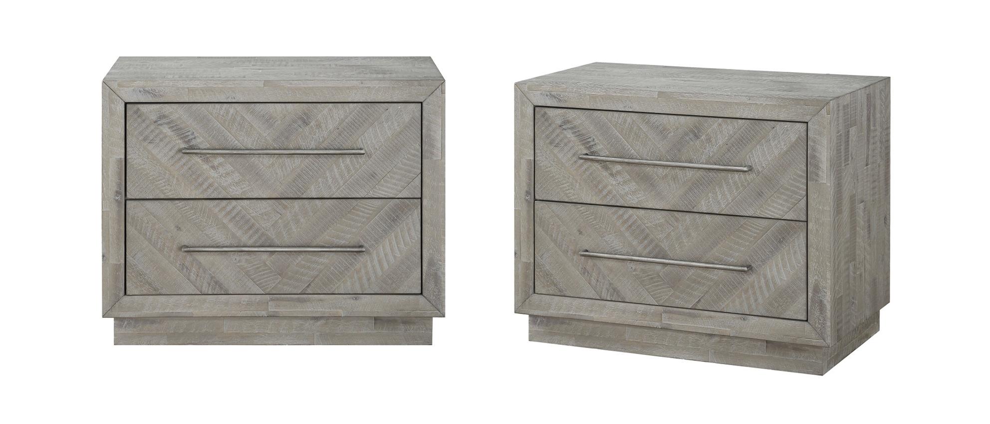 Contemporary, Rustic Nightstand Set ALEXANDRA 5RS381-2PC in Latte 