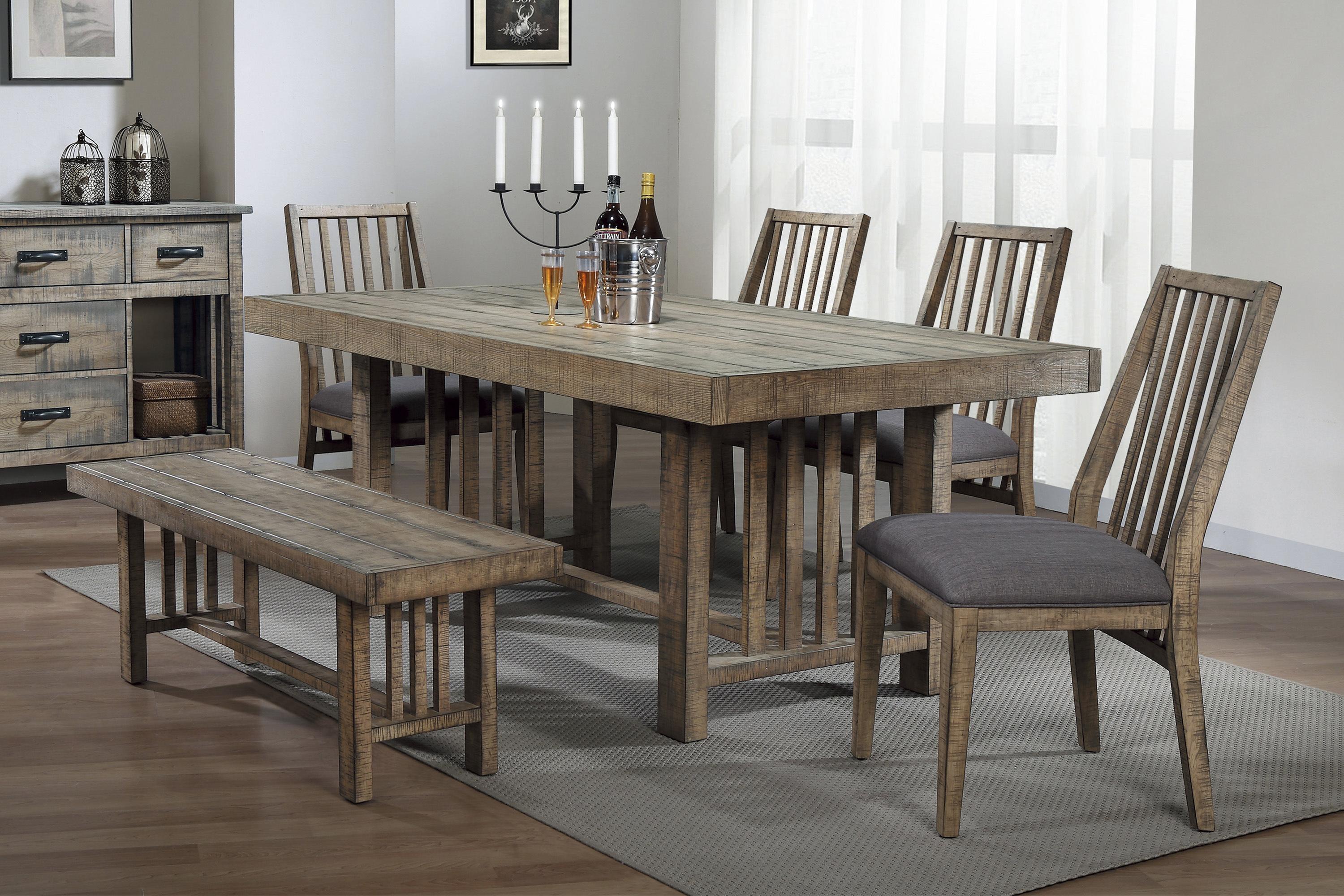 Rustic Dining Room Set 5544-72*6PC Codie 5544-72*6PC in Light Brown Polyester