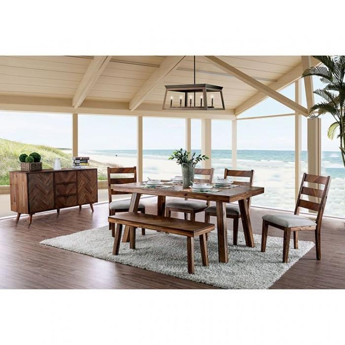 

    
Rustic Light Oak Solid Wood Dining Room Set 8pcs Furniture of America Signe
