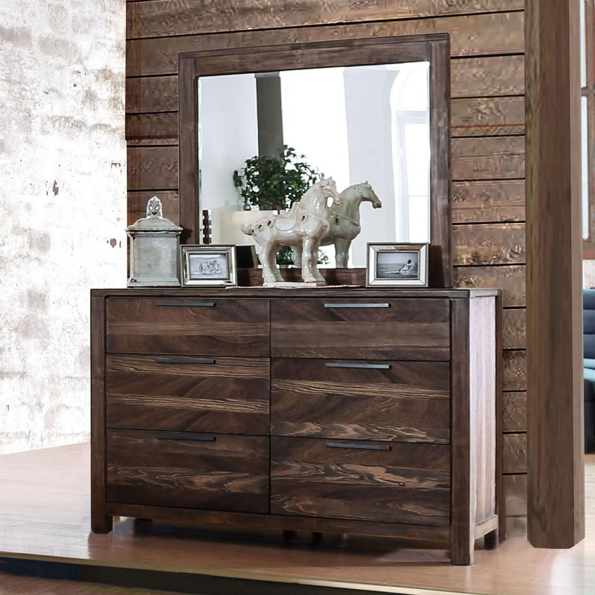 

    
Rustic Natural & Beige Solid Wood Dresser w/Mirror Furniture of America CM7576D*M Hankinson
