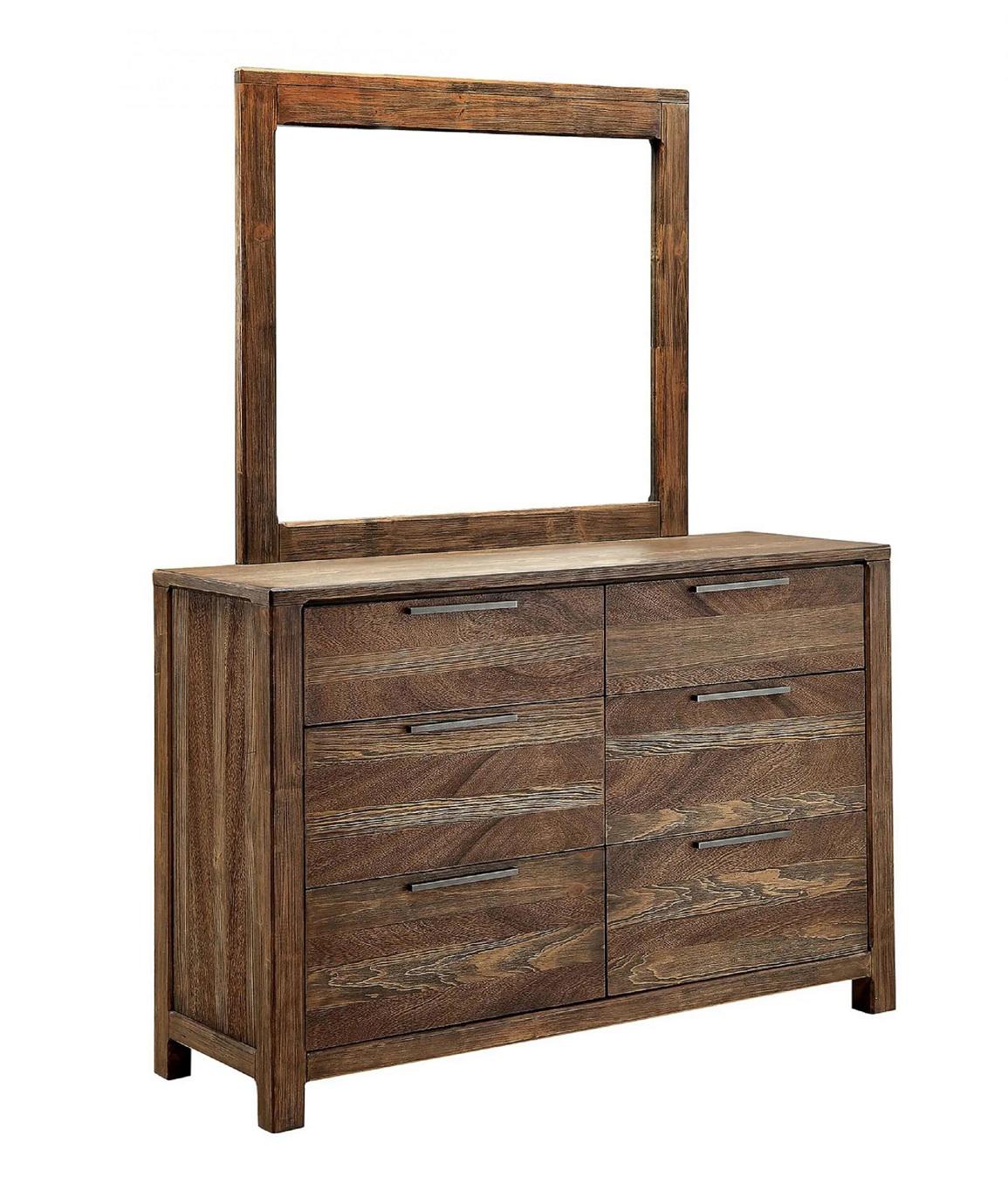 

    
Rustic Natural & Beige Solid Wood Dresser w/Mirror Furniture of America CM7576D*M Hankinson
