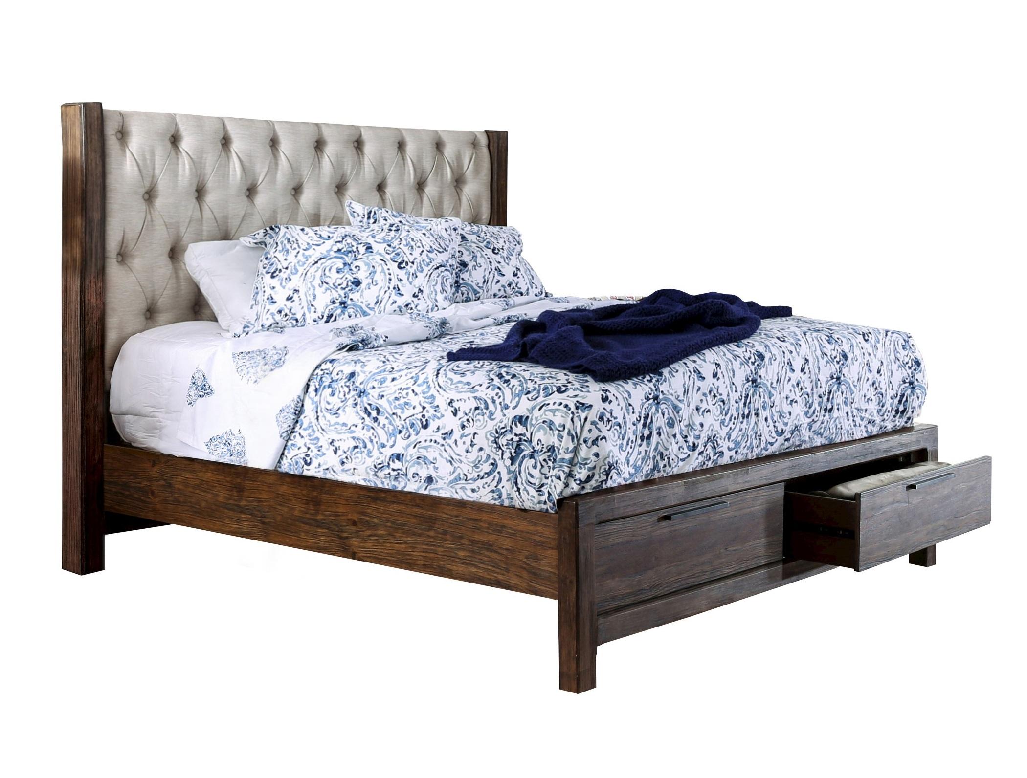 

    
Rustic Natural & Beige Solid Wood King Bed w/Drawers Furniture of America CM7577DR-EK Hutchinson
