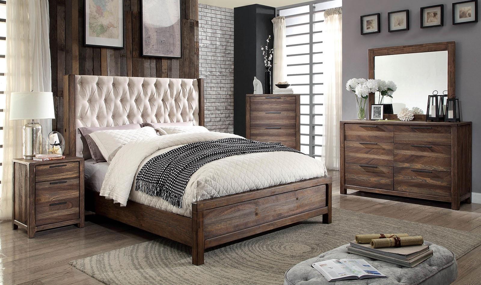 

    
Rustic Natural & Beige Solid Wood Queen Bedroom Set 5pcs Furniture of America CM7577-Q Hutchinson
