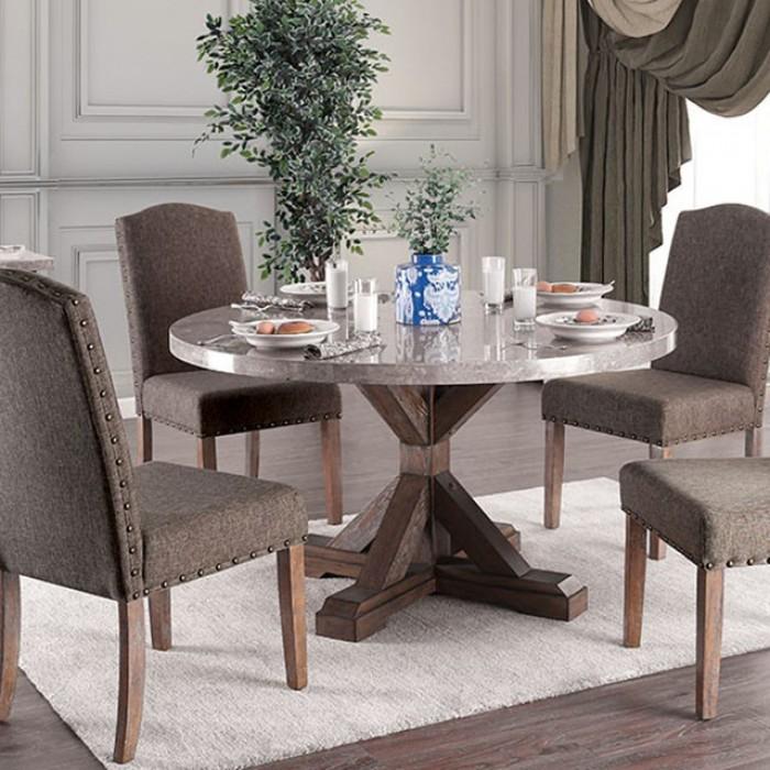 

    
Rustic Natural Genuine Marble Top Round Dining Table Furniture of America CM3429RT Bridgen
