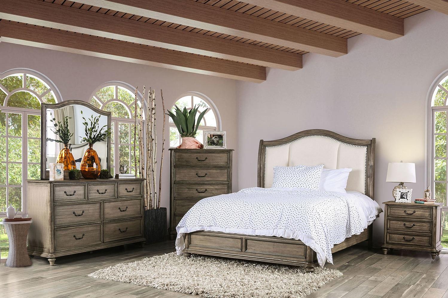 

    
Rustic Natural & Ivory Solid Wood Queen Bedroom Set 5pcs Furniture of America CM7612-Q Belgrade
