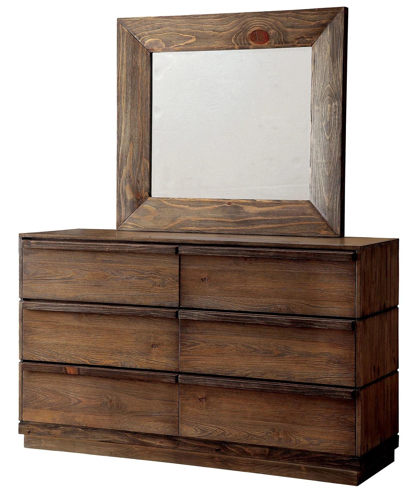 Rustic Dresser w/Mirror CM7623D*M-2PC Coimbra CM7623D*M-2PC in Natural 