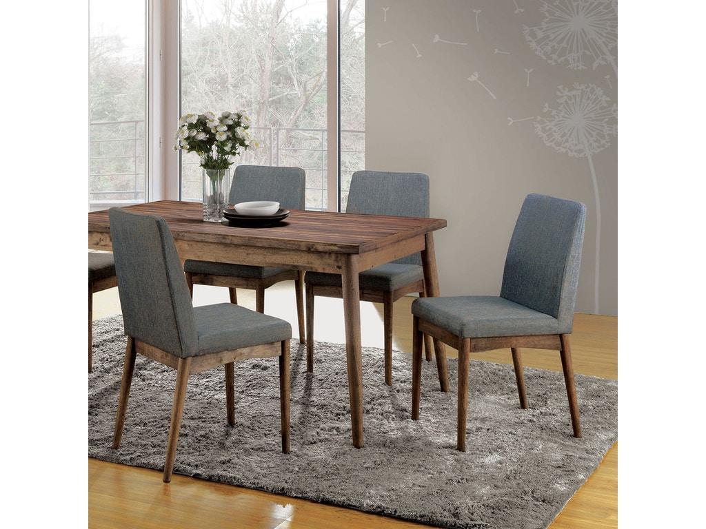 

    
Rustic Natural Tone & Gray Solid Wood Dining Room Set 5pcs Furniture of America Eindride
