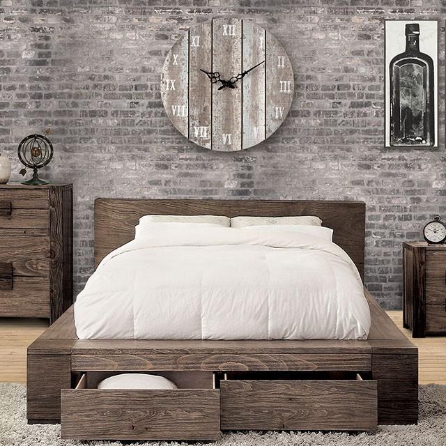 

    
Rustic Natural Tone Solid Wood California King Platform Bed Furniture of America Janeiro CM7629-CK
