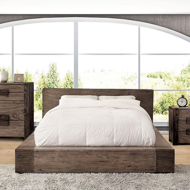 

    
Rustic Natural Tone Solid Wood King Platform Bed Furniture of America Janeiro CM7628-EK
