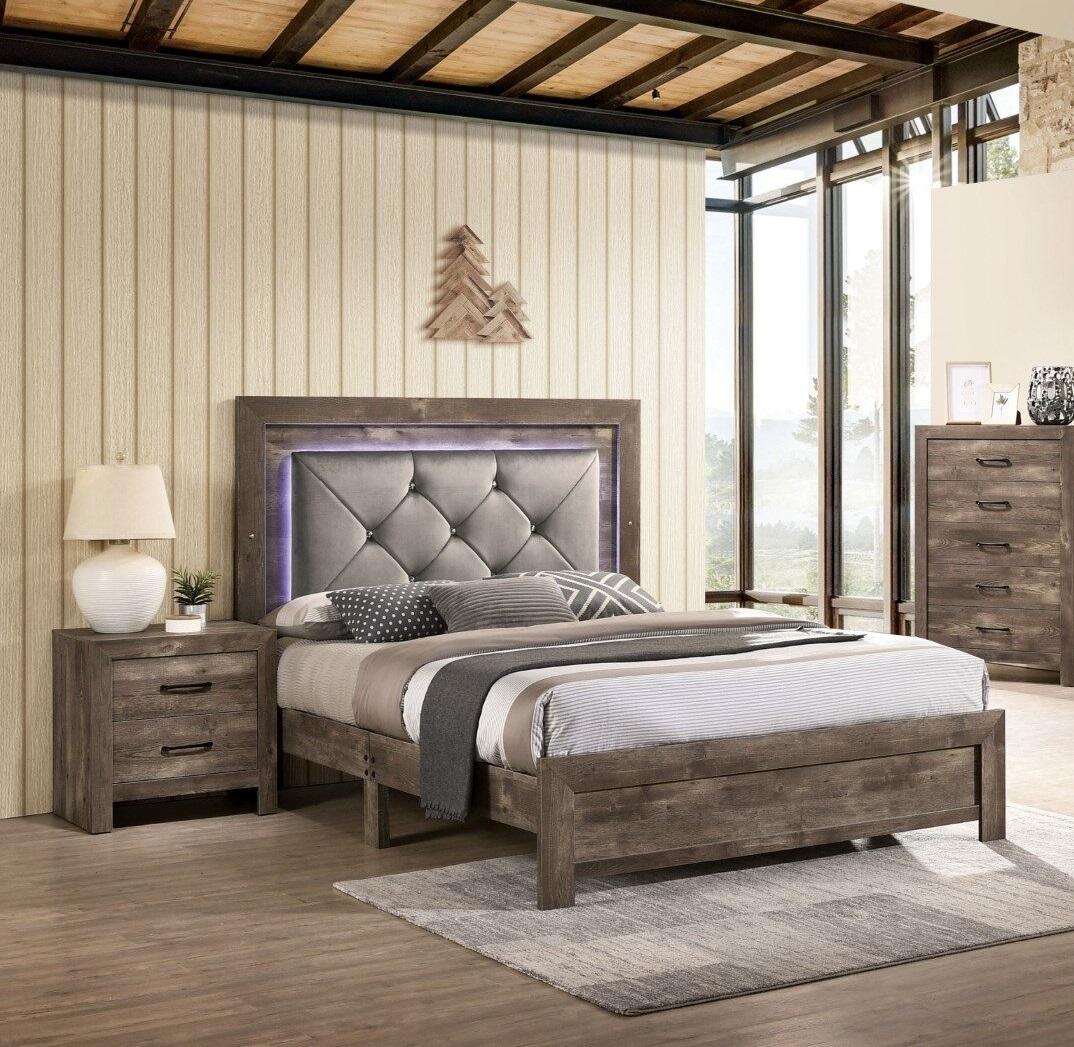 

    
Rustic Natural Tone Wood CAL Bedroom Set 3pcs Furniture of America CM7149 Larissa
