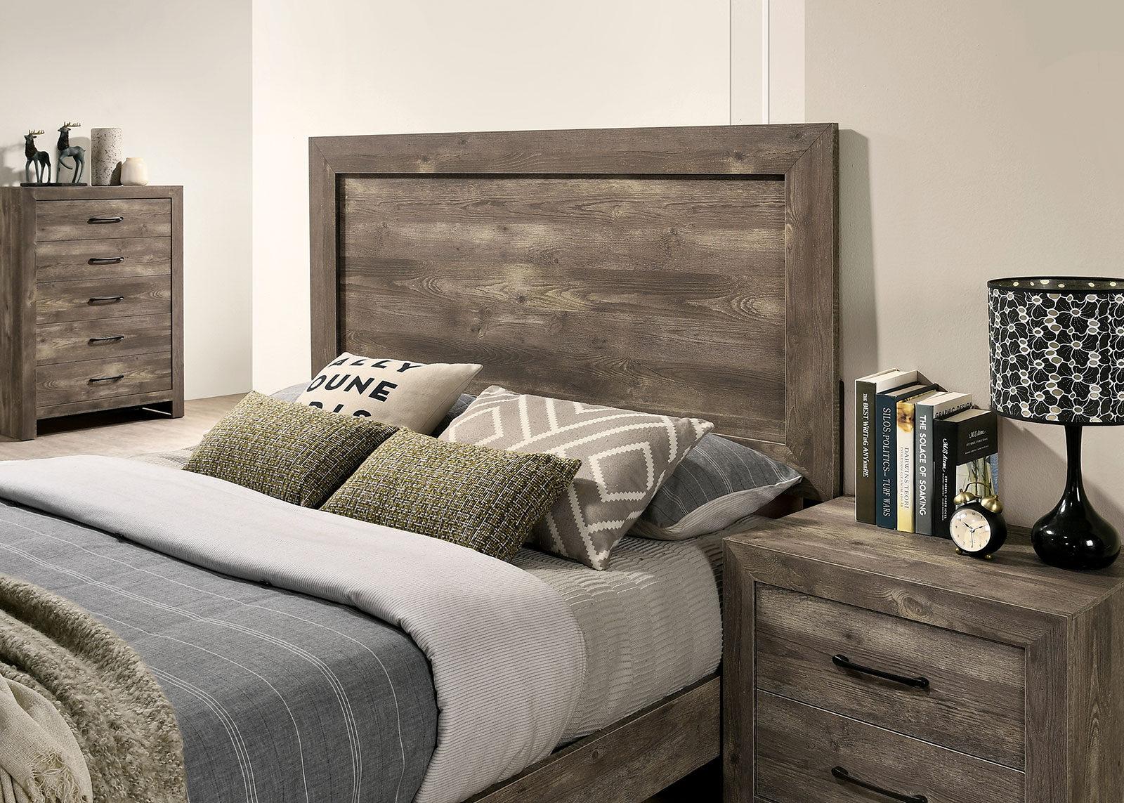 

    
Rustic Natural Tone Wood CAL Bedroom Set 5pcs Furniture of America CM7148 Larissa
