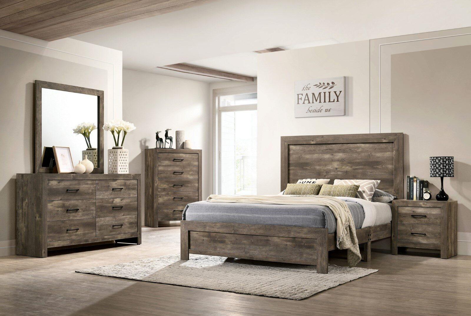 

    
Rustic Natural Tone Wood CAL Bedroom Set 6pcs Furniture of America CM7148 Larissa
