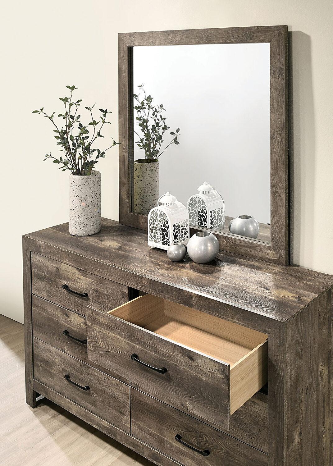 

    
Rustic Natural Tone Wood Dresser w/Mirror Furniture of America CM7149D Larissa
