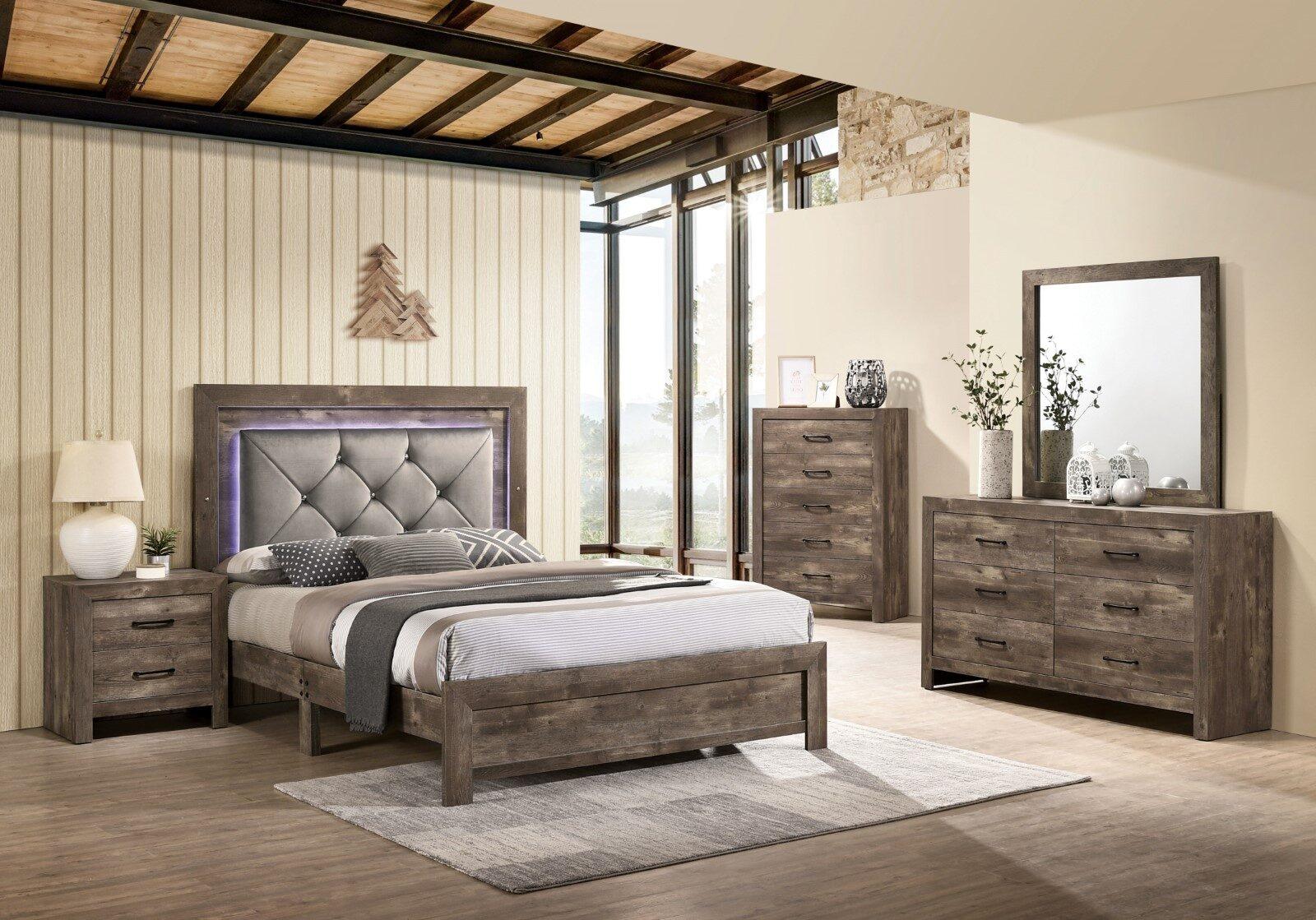 

    
Rustic Natural Tone Wood Queen Bedroom Set 5pcs Furniture of America CM7149 Larissa
