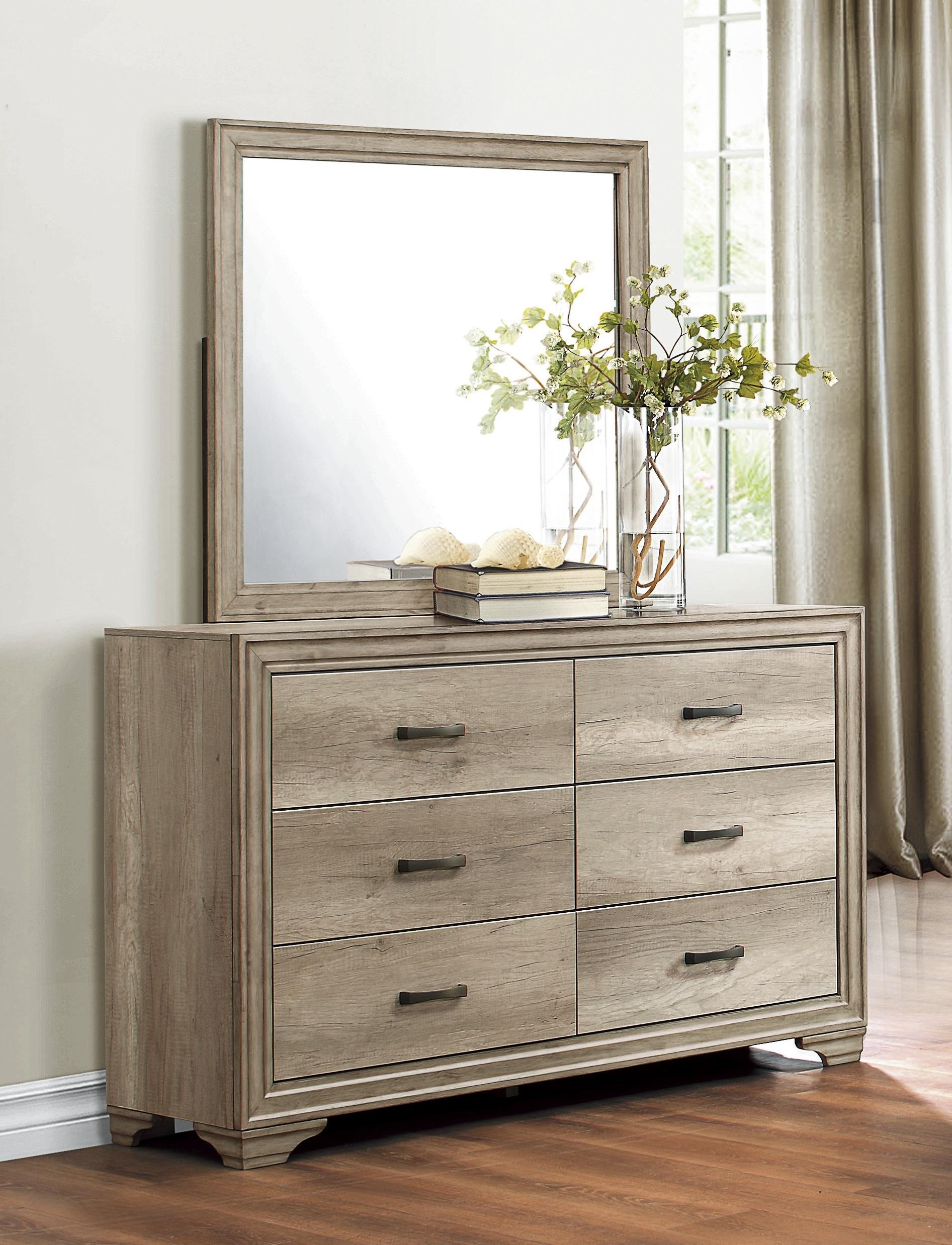 Rustic Dresser w/Mirror 1955-5*6-2PC Lonan 1955-5*6-2PC in Natural 