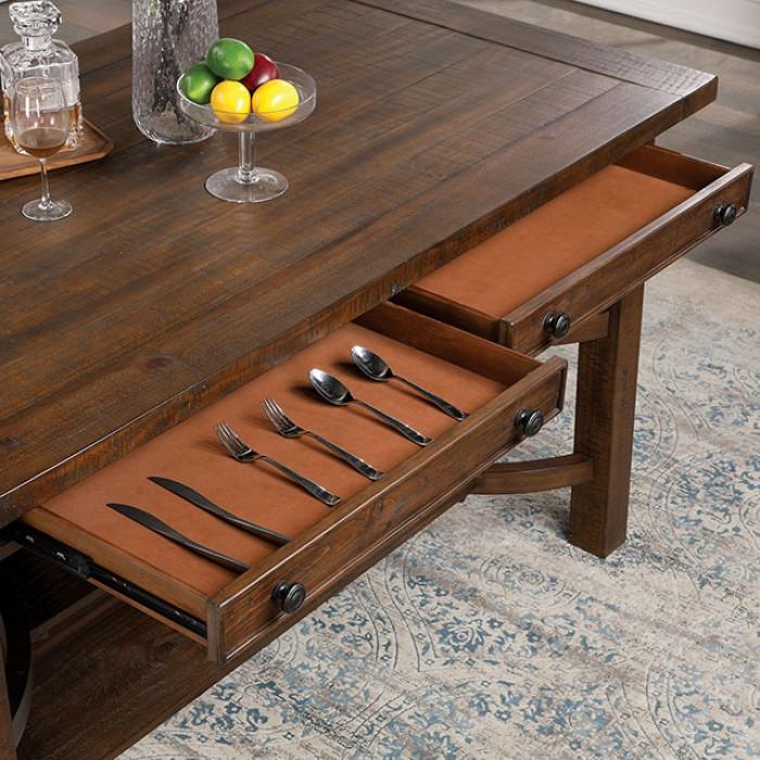 

    
Rustic Oak/Beige Solid Wood Counter Height Dining Room Set 7PCS Furniture of America Fredonia CM3902PT-7PCS
