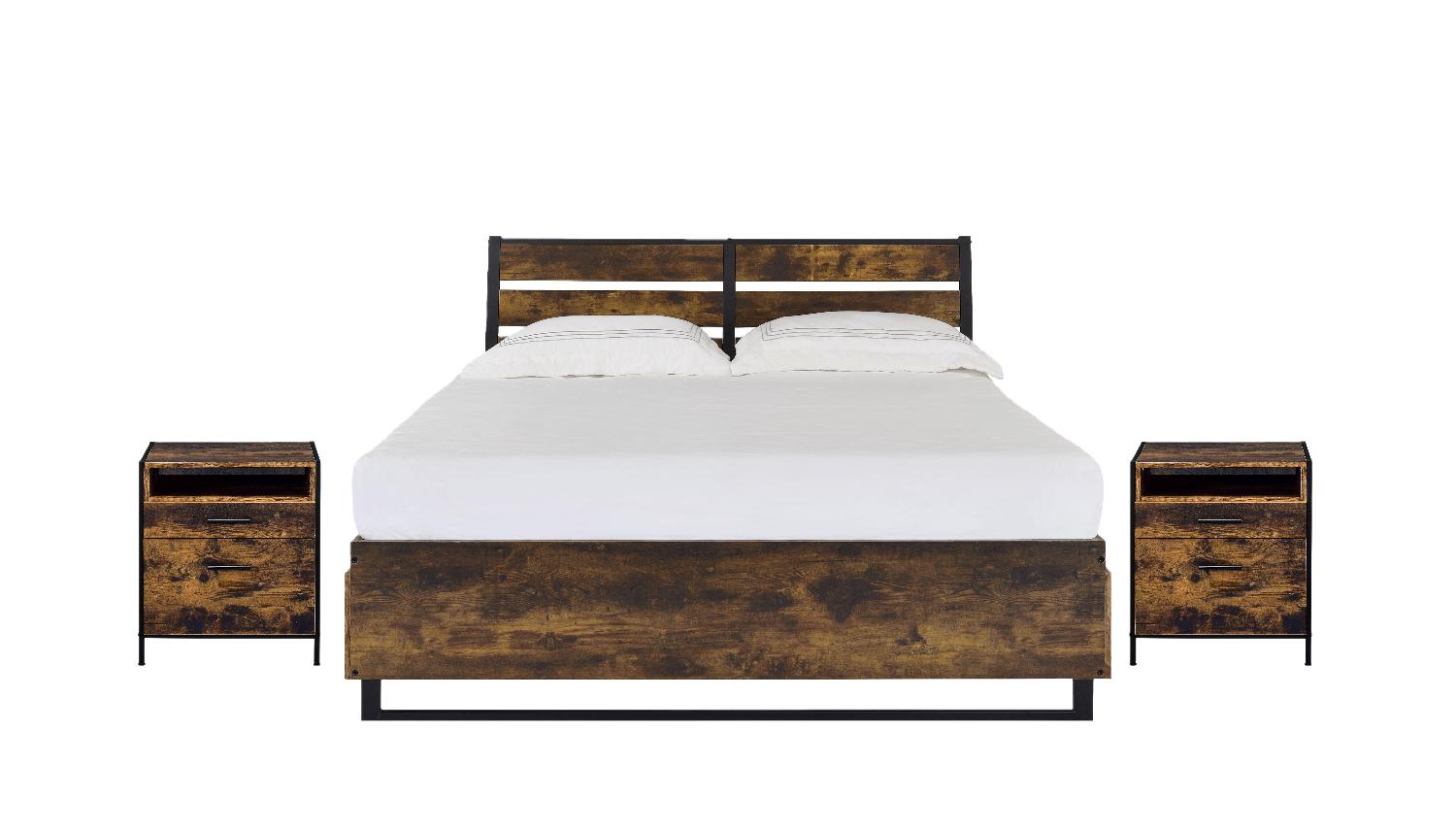 

    
Rustic Oak & Black Finish Eastern King 3pcs Bedroom Set by Acme Juvanth 24247EK-3pcs

