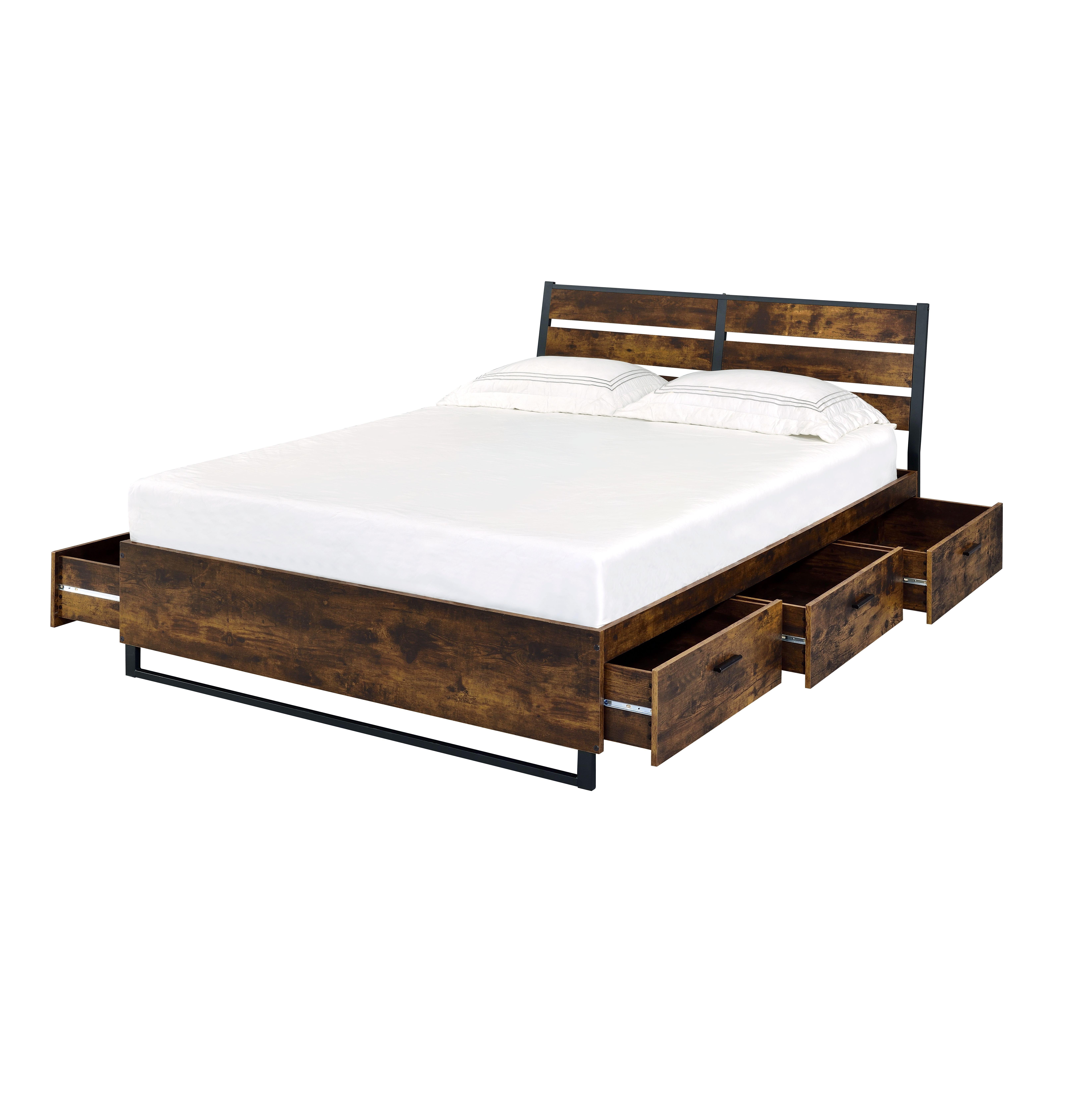 

    
Rustic Oak & Black Finish Queen Bed w/ Storage by Acme Juvanth 24260Q
