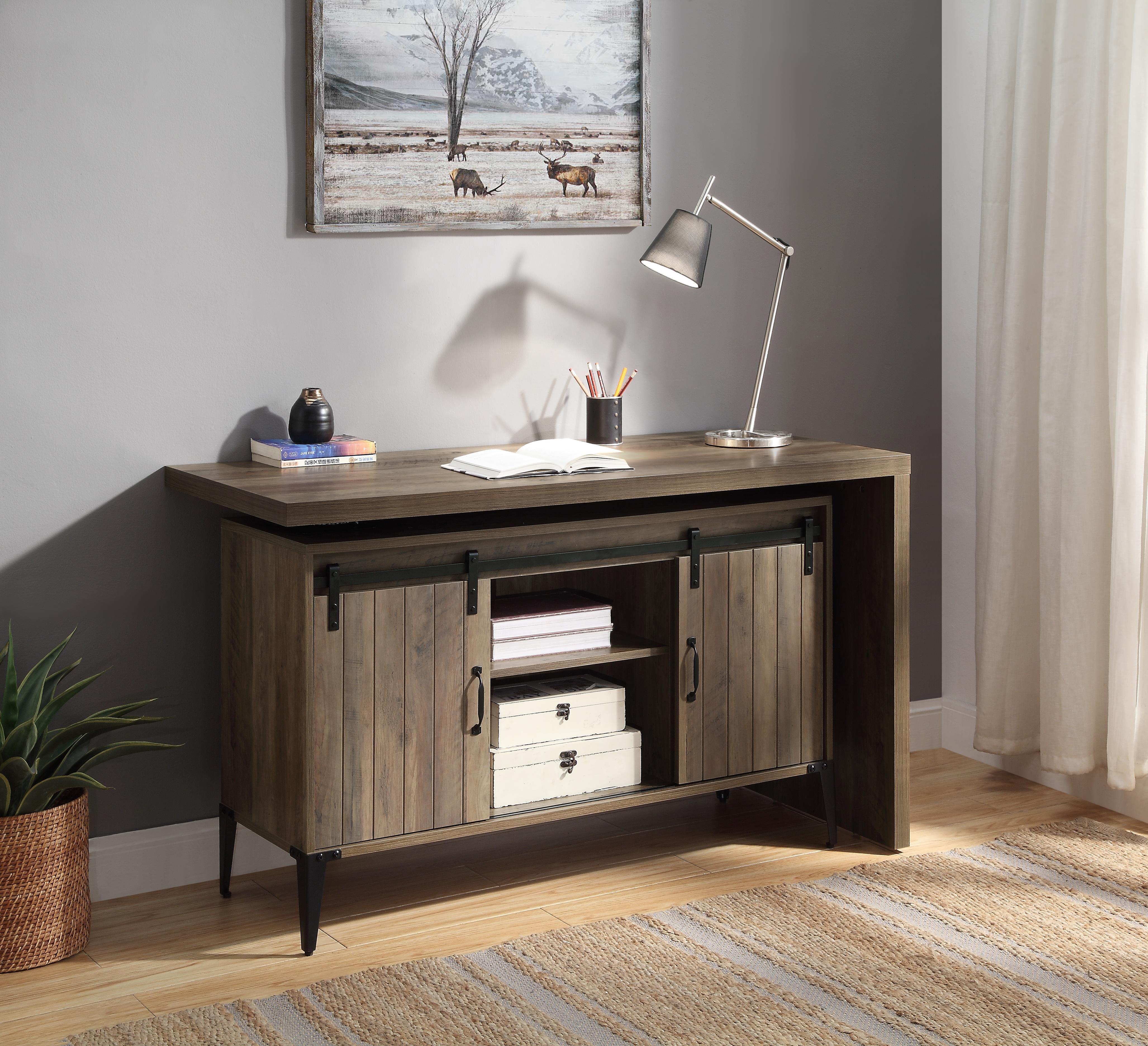 

    
Rustic Oak & Black Finish Wood Writing Desk by Acme Furniture OF00006 Zakwani
