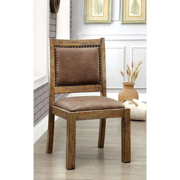 

    
Rustic Oak & Brown Solid Wood Side Chairs Set 2pcs Furniture of America CM3829SC-2PK Gianna
