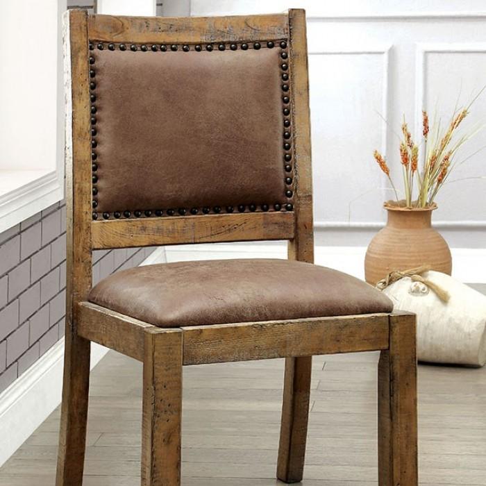 Rustic Dining Chair Set CM3829SC-2PK Gianna CM3829SC-2PK in Brown Fabric