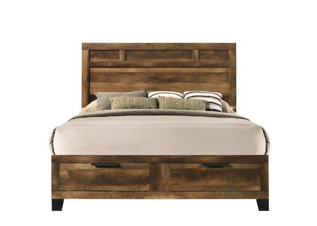 

    
Rustic Oak Finish King Eastern 5pcs Bedroom Set by Acme Morales 28587EK-5pcs
