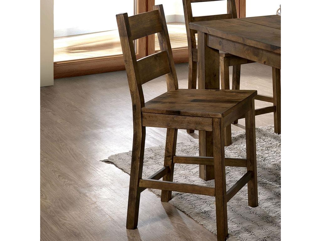 

    
Rustic Oak Solid Wood Counter Height Chairs Set 2pcs Furniture of America CM3060PC Kristen
