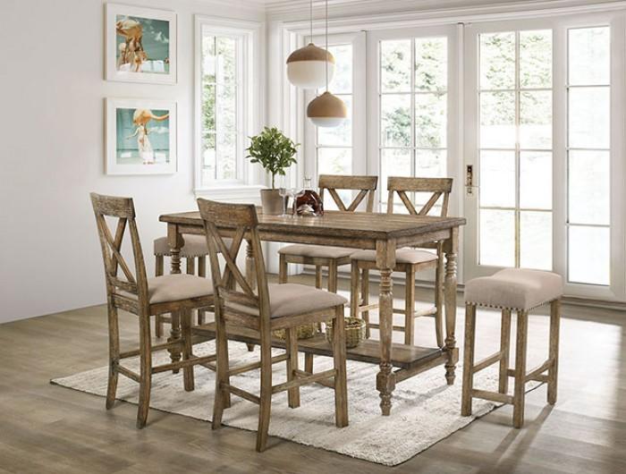 

    
Rustic Oak Solid Wood Counter Height Dining Set 5Pcs Furniture of America CM3492PT Plankinton

