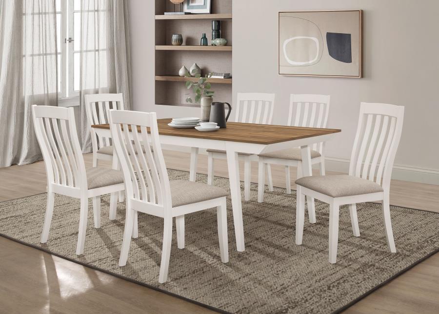 

    
Rustic Off White/Natural Acacia Wood Dining Table Set 7PCS Coaster Nogales 122301
