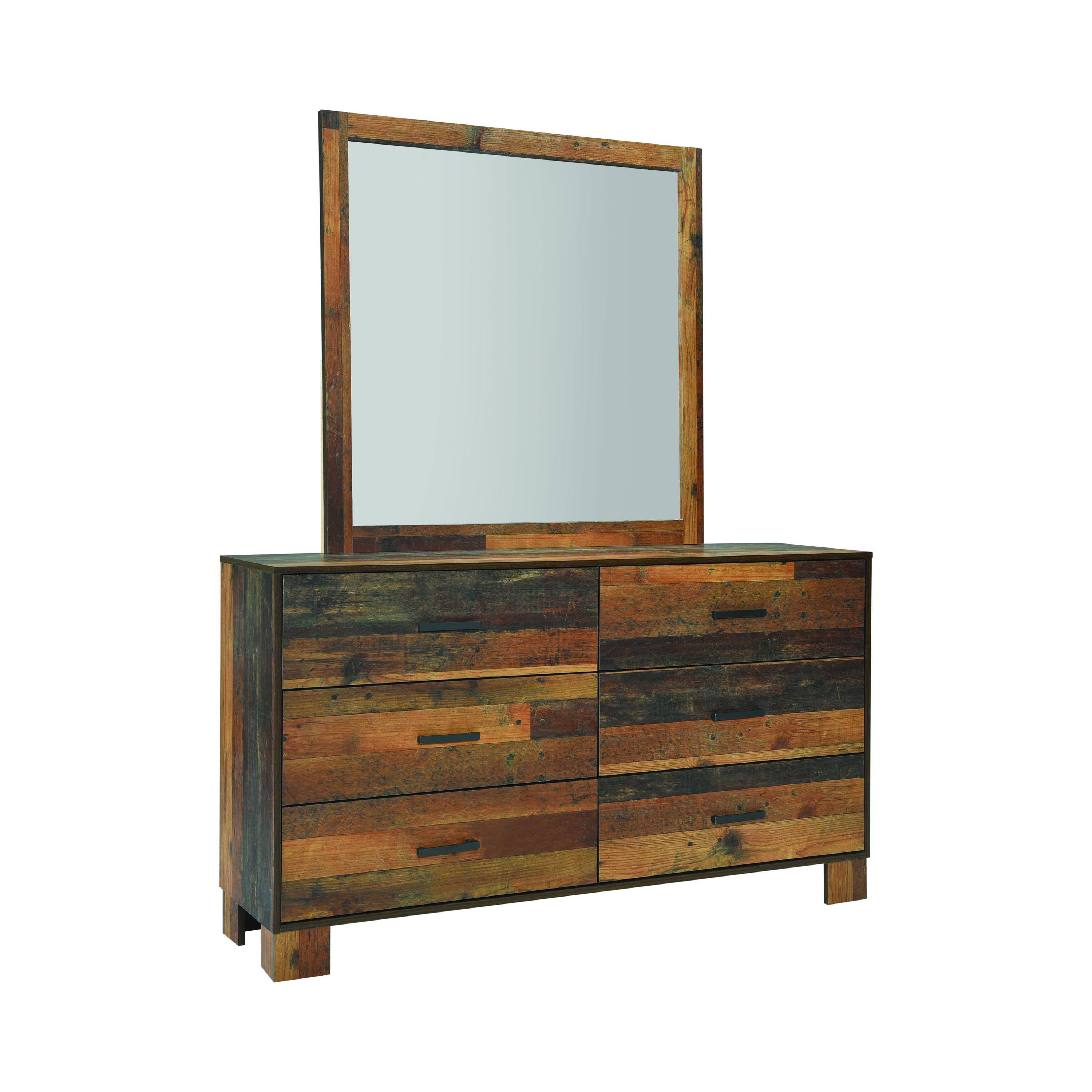 Rustic Dresser w/Mirror 223143-S2 Sidney 223143-S2 in Brown 