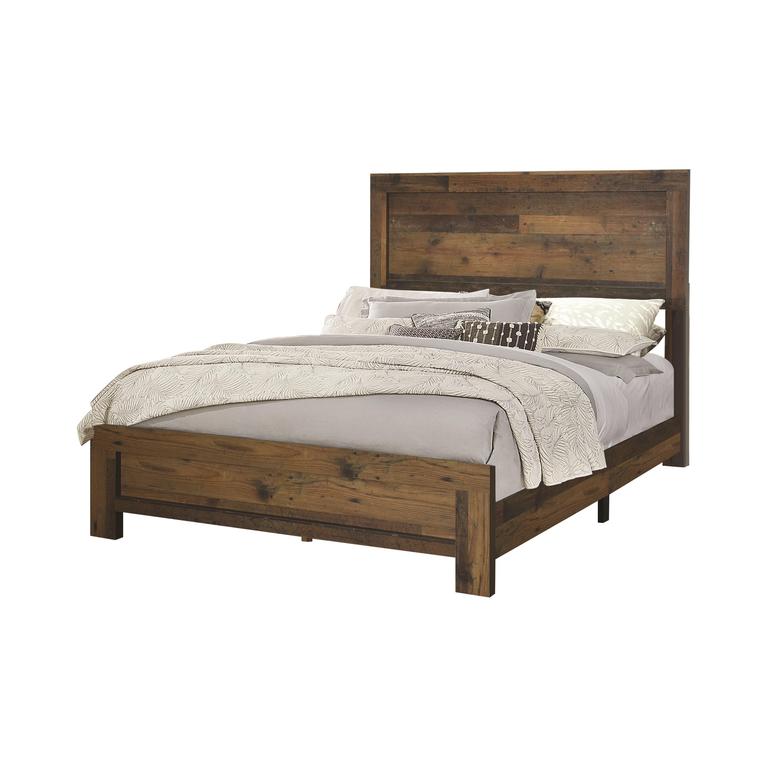 

    
Rustic Pine Finish Wood Queen Bed Coaster 223141Q Sidney
