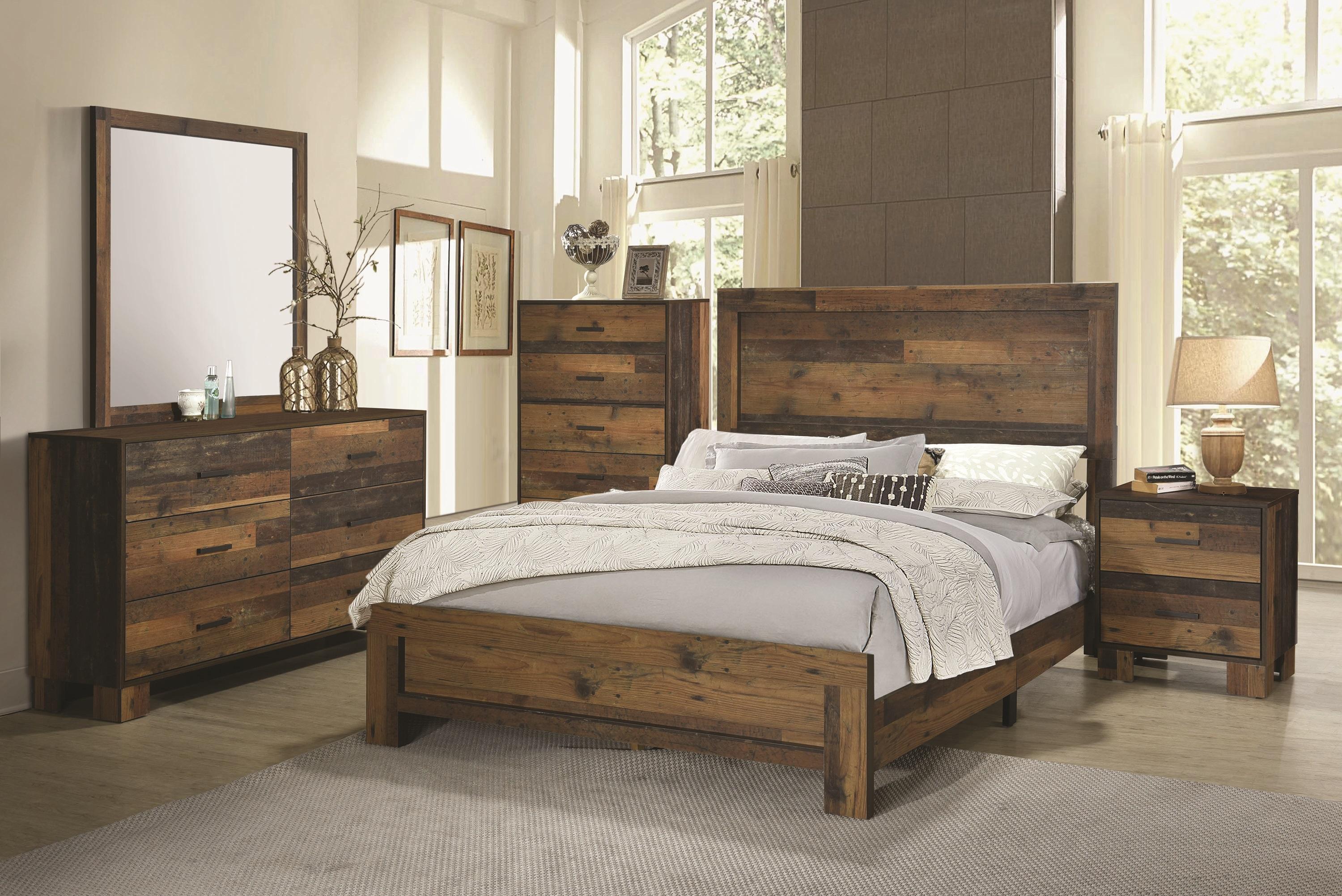 

    
Rustic Pine Finish Wood Queen Bedroom Set 5pcs Coaster 223141Q-S5 Sidney
