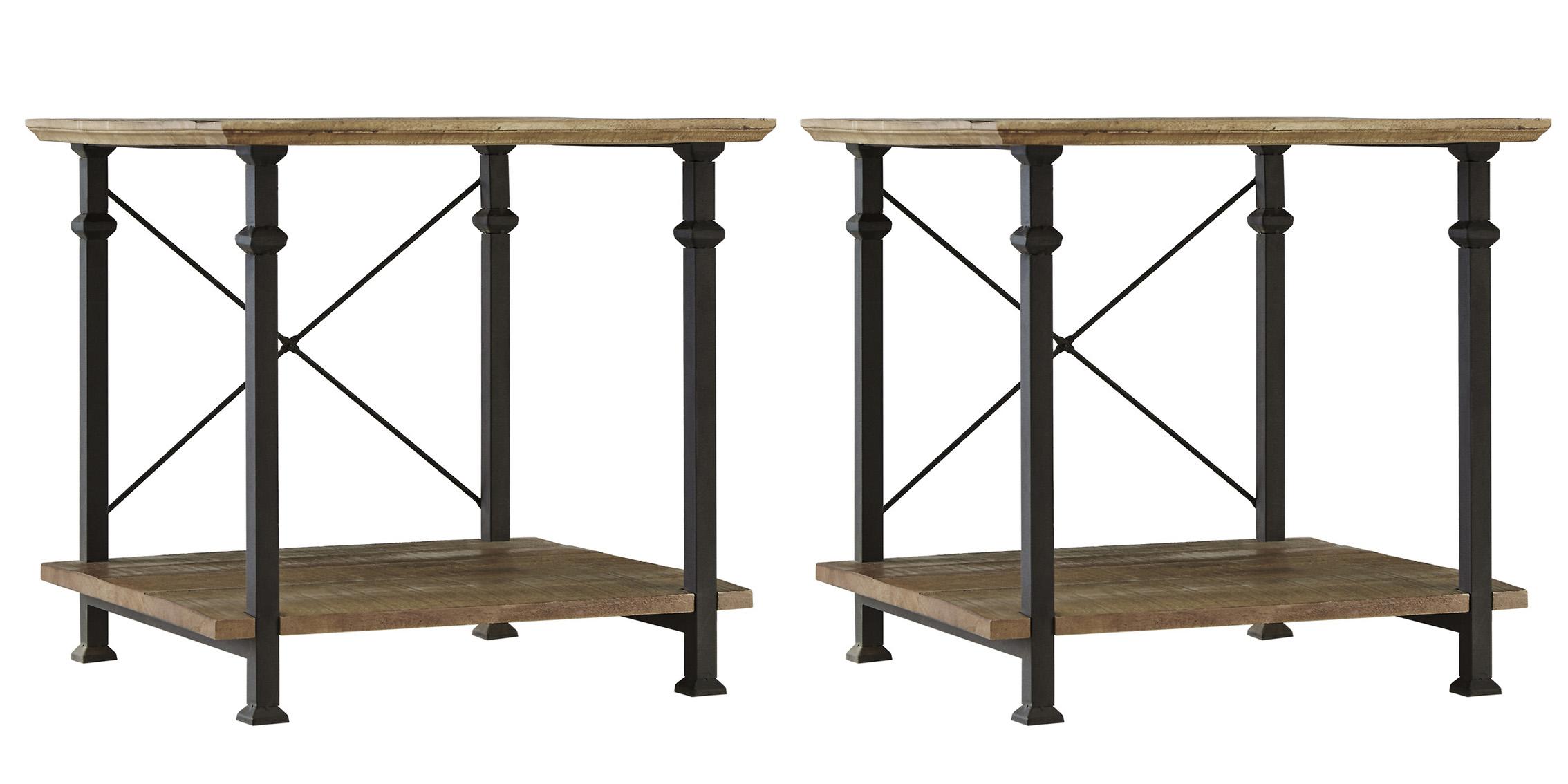 

    
Rustic Poplar End Table Set 2Pcs FACTORY Homelegance Vintage Industrial
