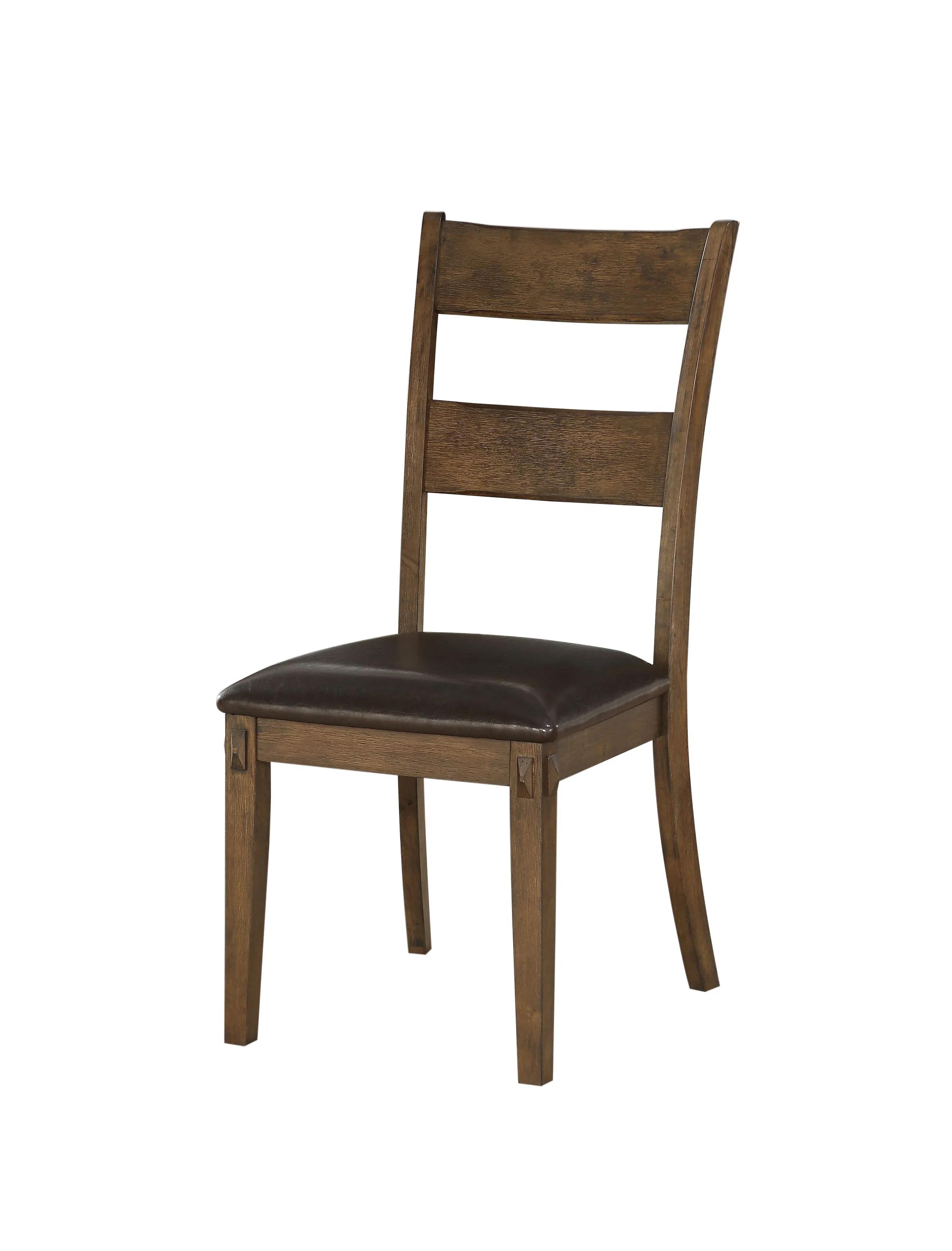 Rustic, Simple Side Chair Set Nabirye 73162-2pcs in Dark Oak PU