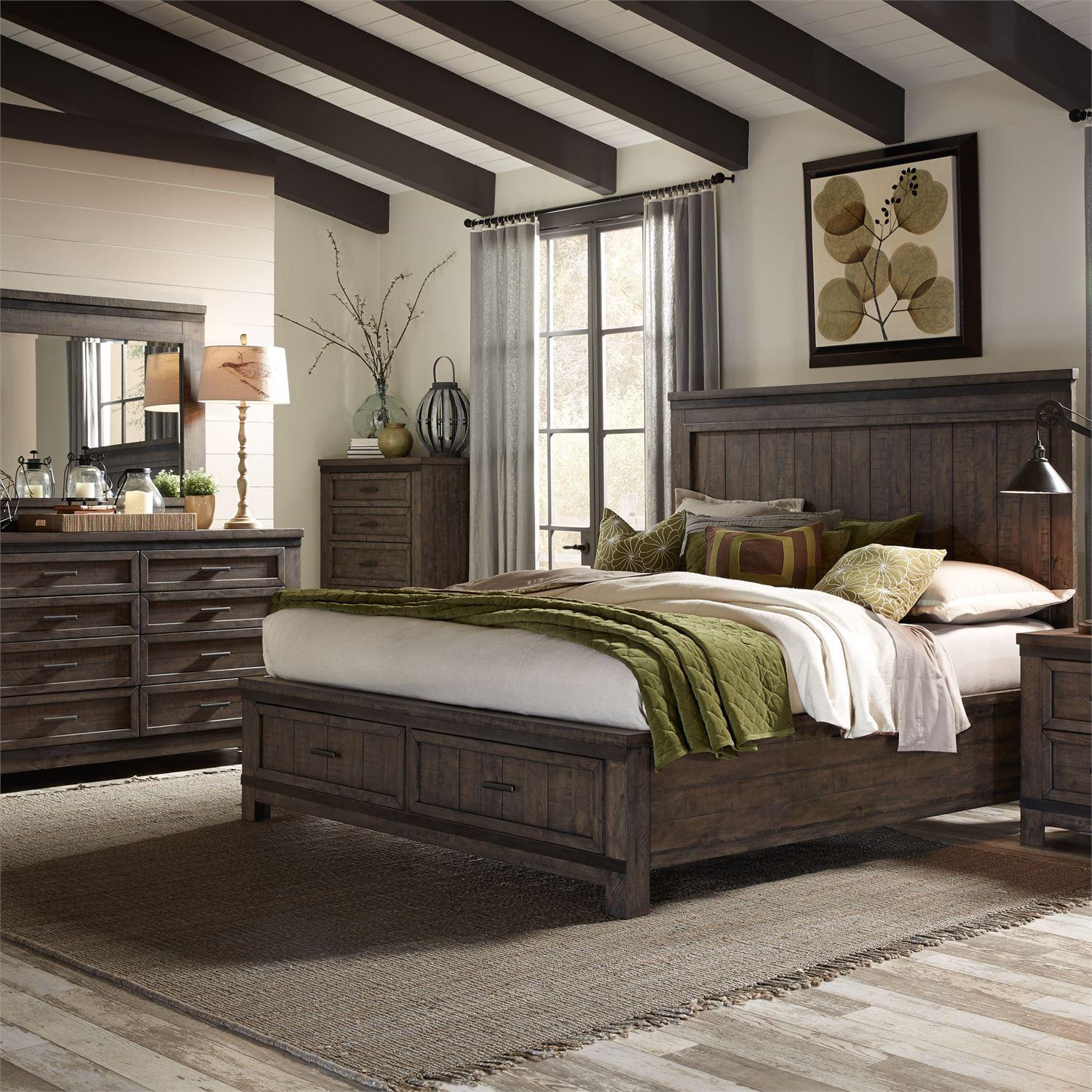 

    
Rustic Queen Storage Bed Set 4 w/Chest Thornwood Hills 759-BR Liberty Furniture

