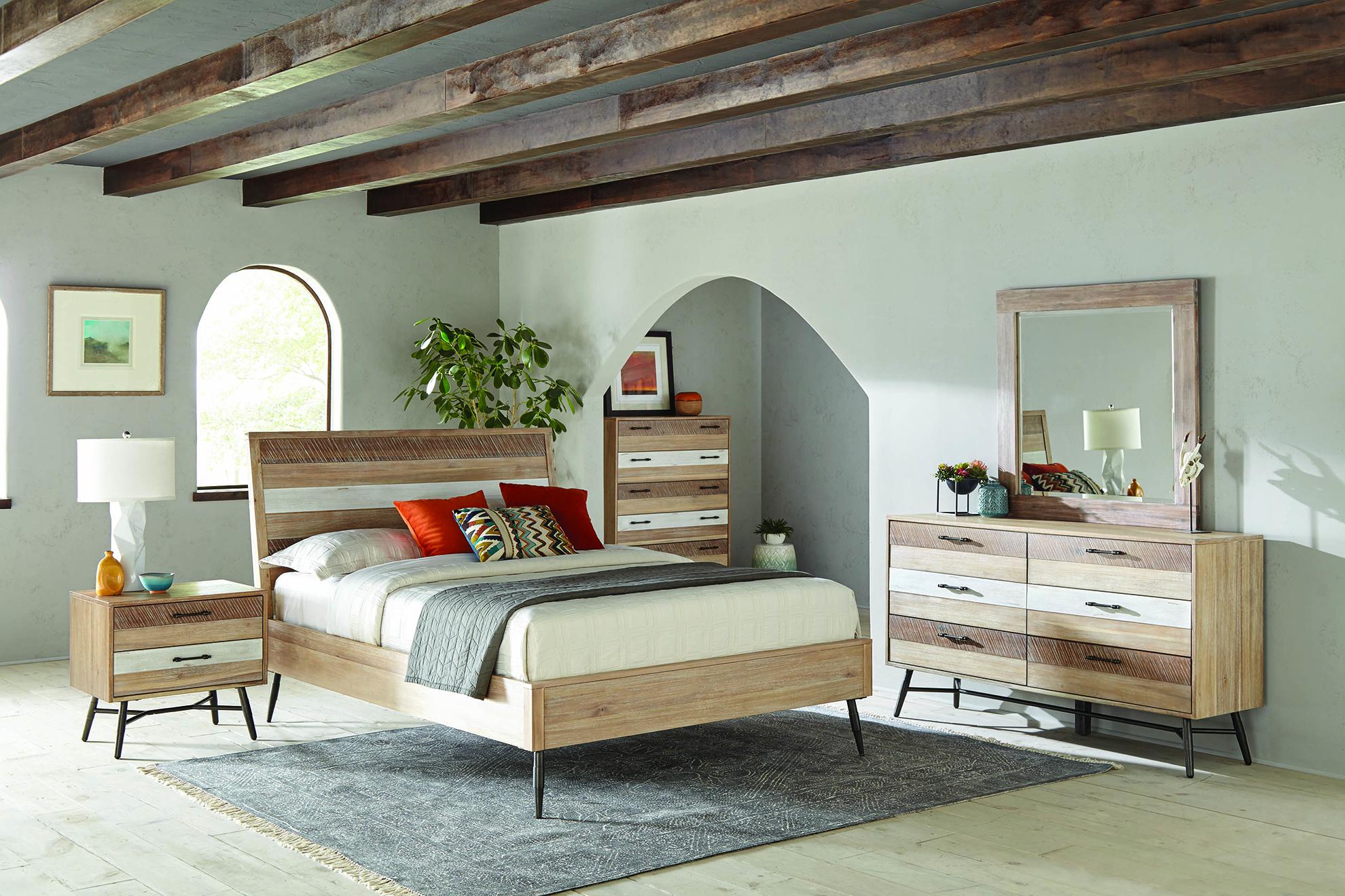Rustic Bedroom Set 215761KW-3PC Marlow 215761KW-3PC in Natural 