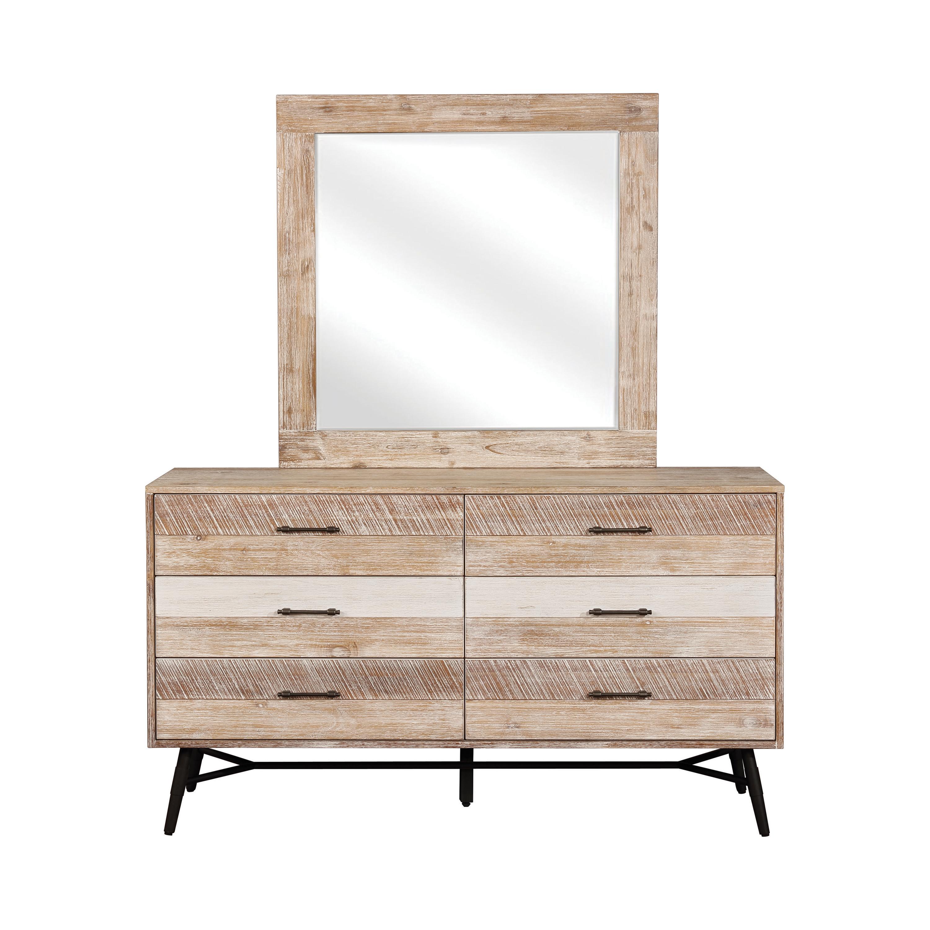 Rustic Dresser w/Mirror 215763-2PC Marlow 215763-2PC in Natural 
