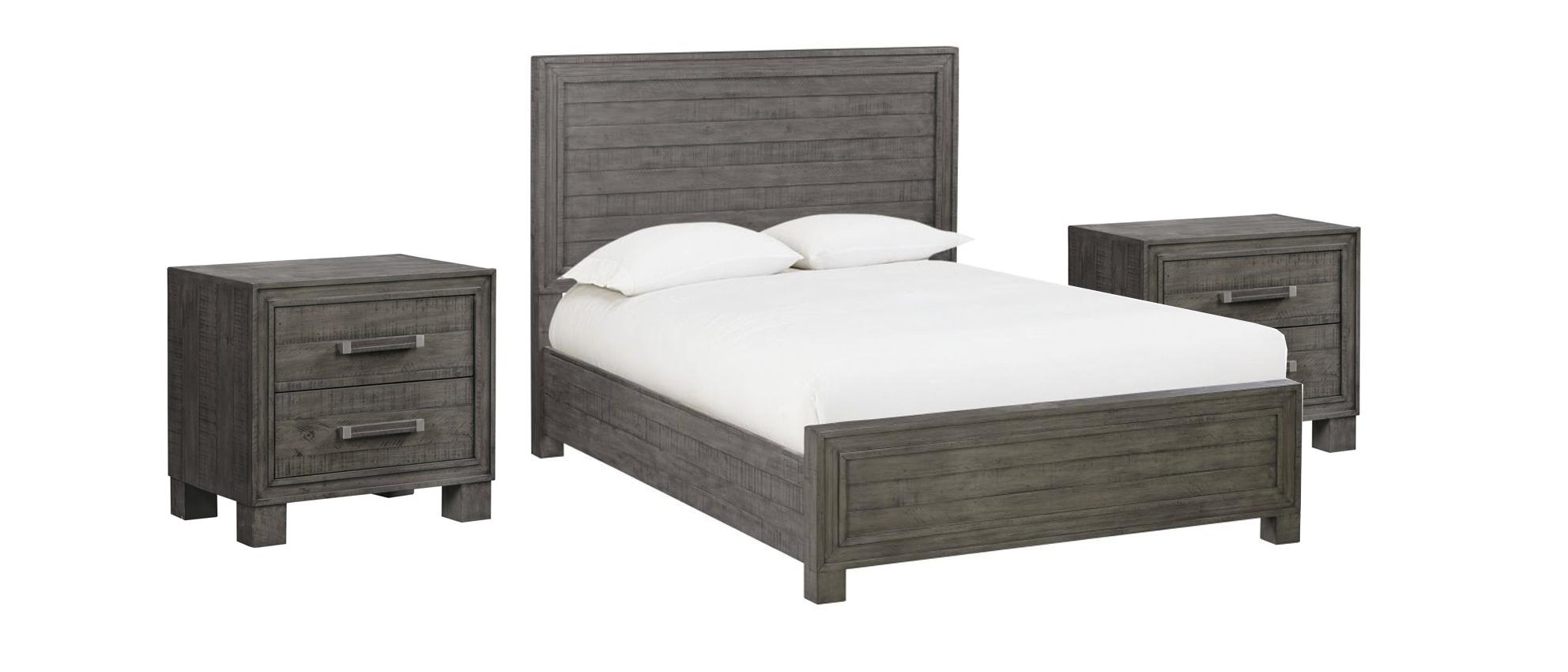 

    
Rustic Style Dusty Dawn Finish Panel King Bedroom Set 3Pcs WILLIAM by Modus Furniture
