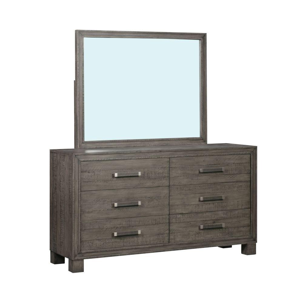 

    
 Shop  Rustic Style Dusty Dawn Finish Panel King Bedroom Set 5Pcs w/Chest WILLIAM by Modus Furniture
