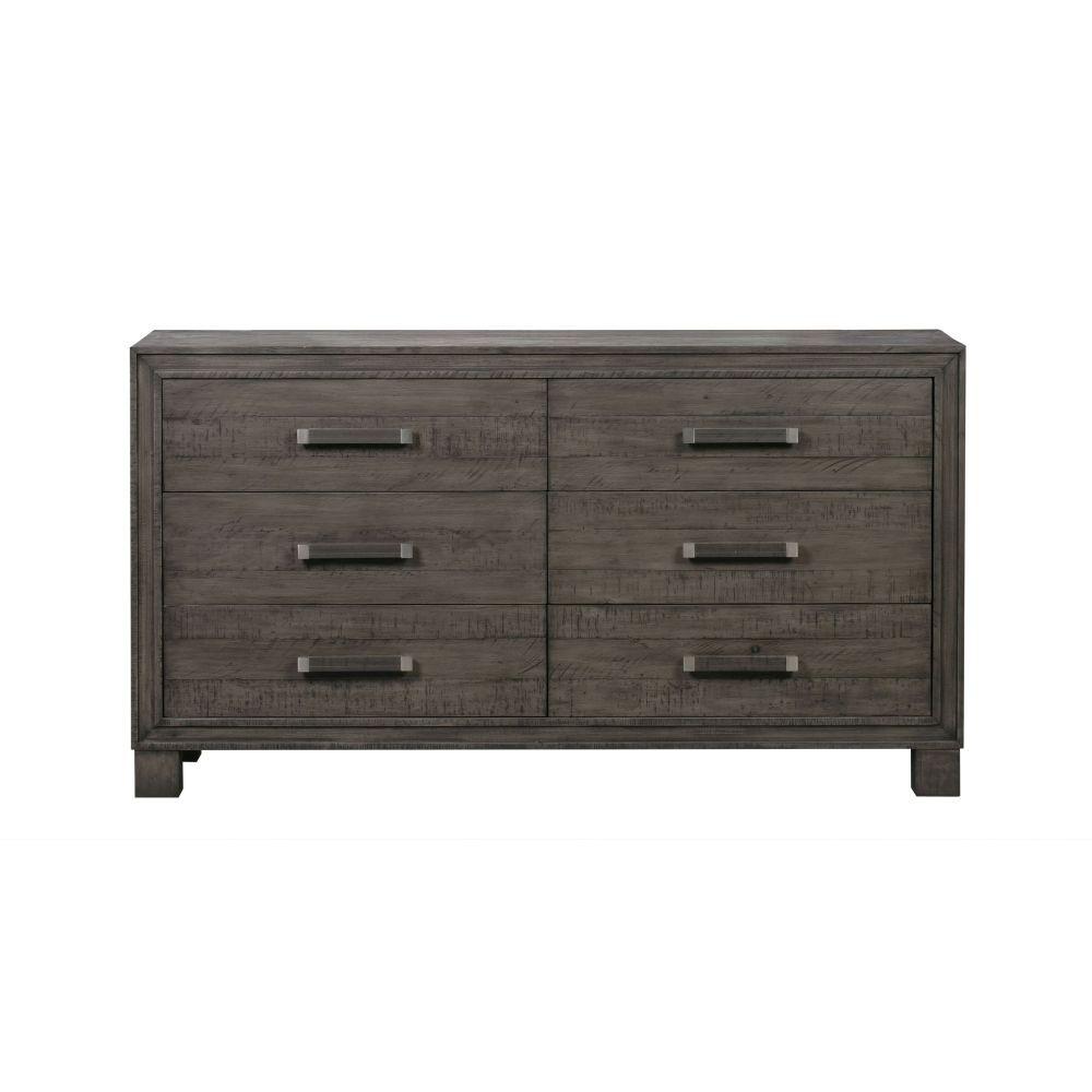 

    
Rustic Style Dusty Dawn Finish Panel Queen Bedroom Set 5Pcs w/Chest WILLIAM by Modus Furniture
