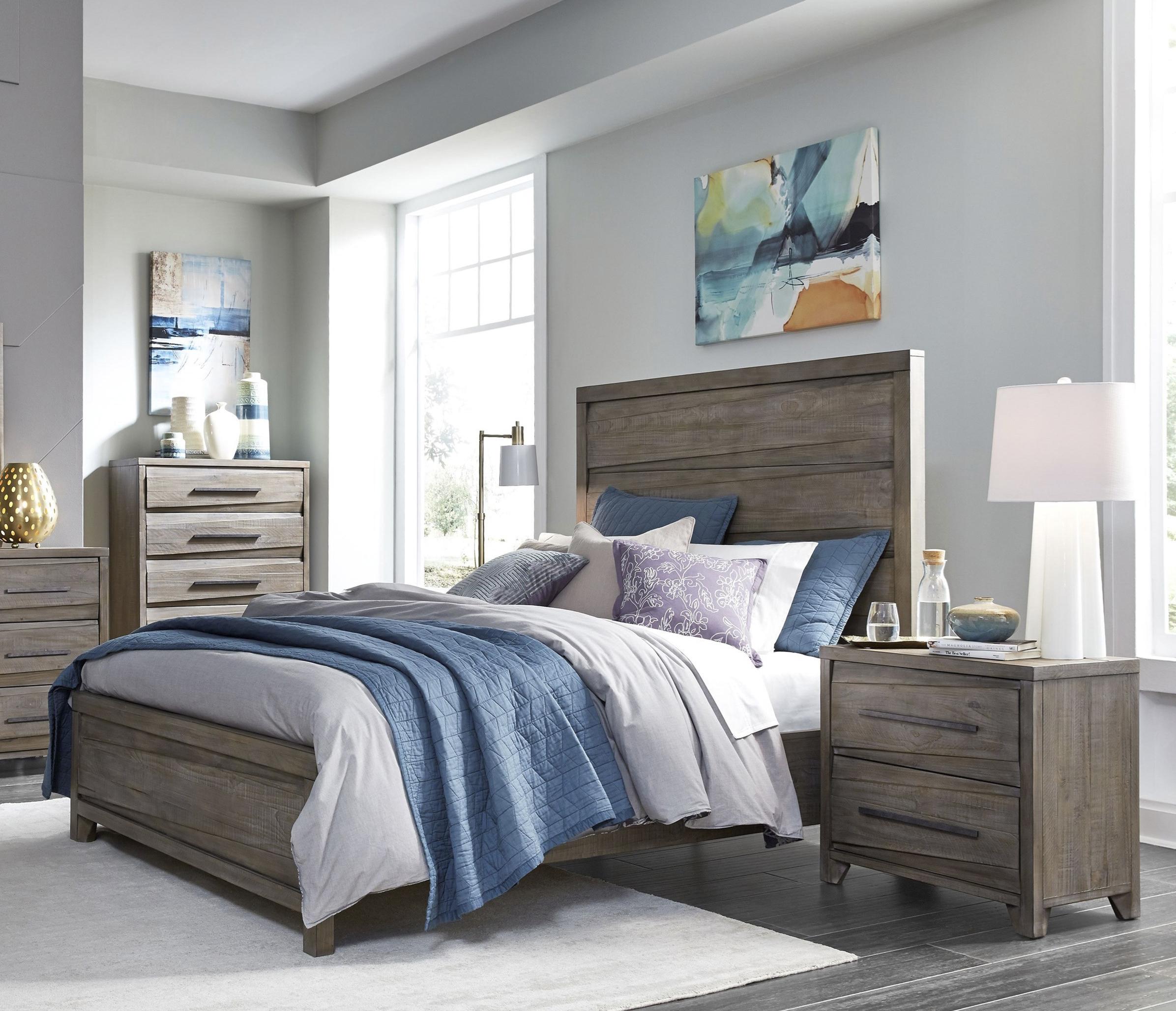 Casual, Rustic Panel Bedroom Set HEARST 6VF3A7-2N-3PC in Tan 